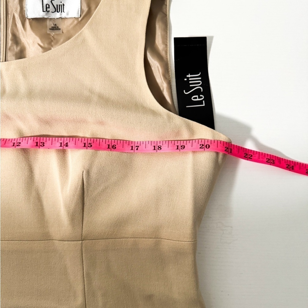 NWT Le Suit Sheath Dress | Open Front Jacket | 2 Piece Set | Size 14 plus | Tan - Picture 12 of 16